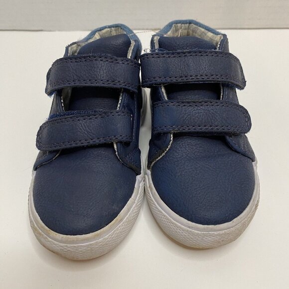 Cat & Jack low top blue sneakers faux leather hook & loop shoes little kids 6 - Picture 5 of 8